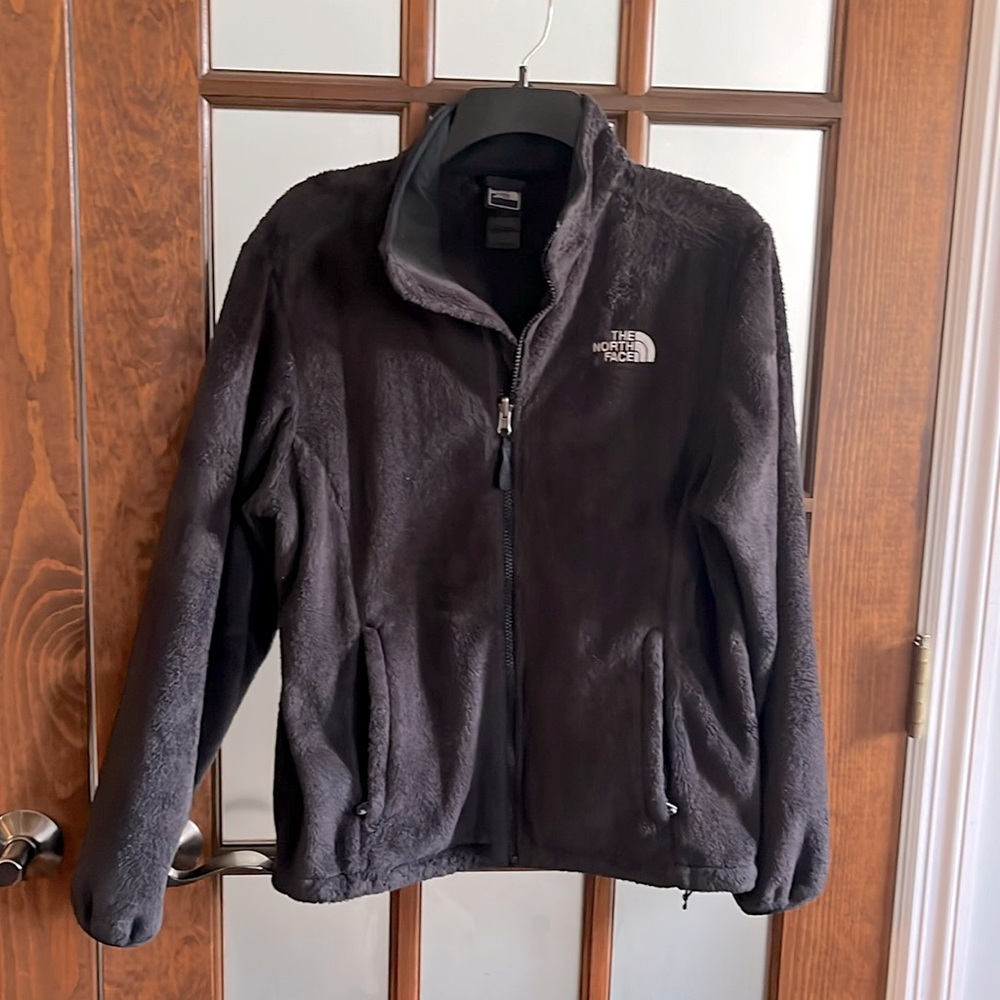 Ladies North face Zippered black fleece jacket size Medium